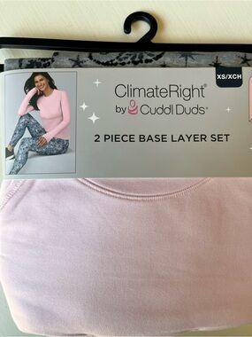 BNWT Cuddl Duds Light Pink & paisley 2-Piece ClimateRight Base Layer Set